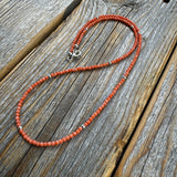 Dainty Angel Hair Coral Necklace, Sterling Silver Clasp, Layering Choker