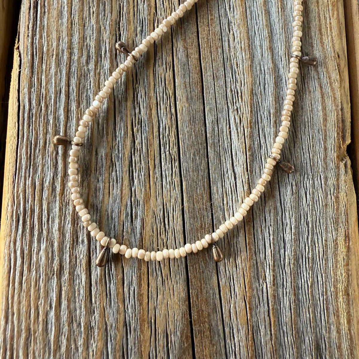 Dainty Beaded Choker | Minimalist Copper Dangle Necklace