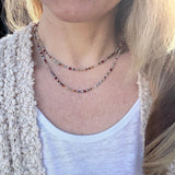 Dainty Gemstone Beaded Necklace, Sterling Silver Accents, Boho Jewelry