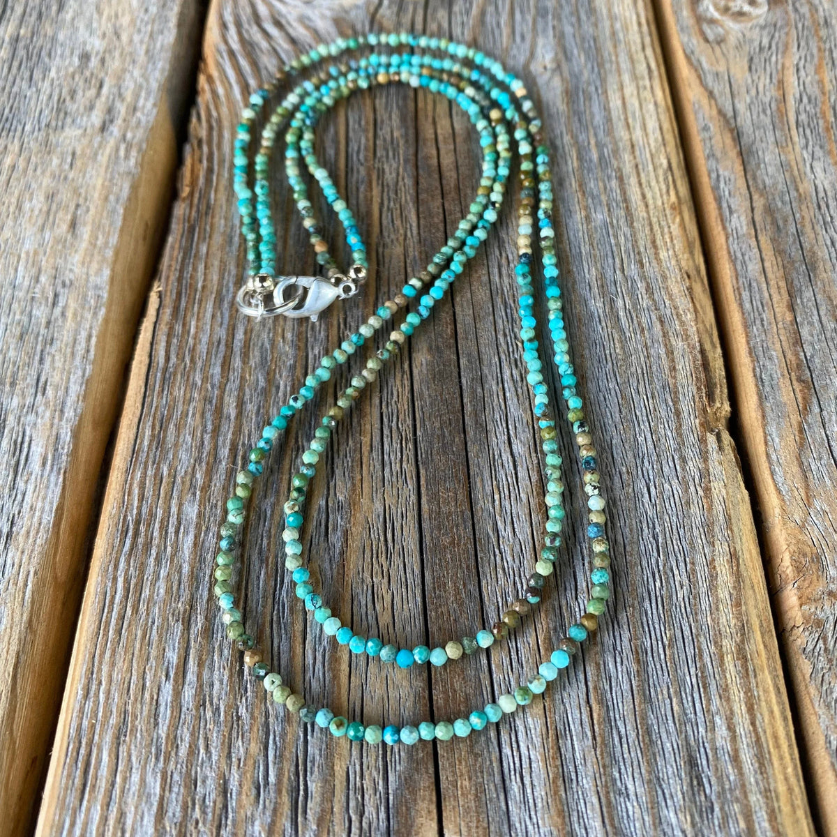 Dainty Genuine Turquoise Necklace – Layered Boho Beaded Jewelry