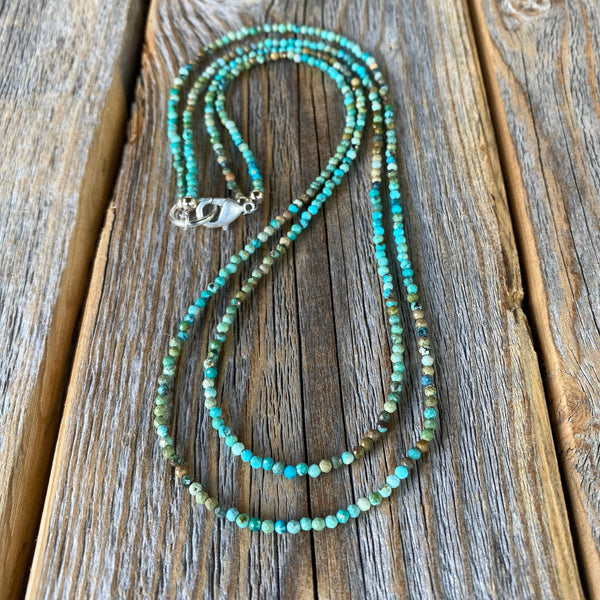 Dainty Genuine Turquoise Necklace – Layered Boho Beaded Jewelry