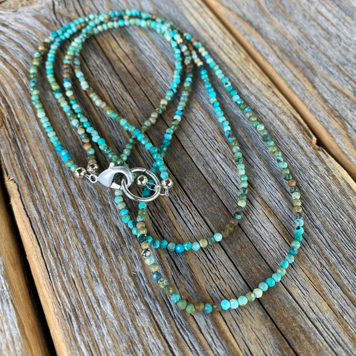 Dainty Genuine Turquoise Necklace – Layered Boho Beaded Jewelry