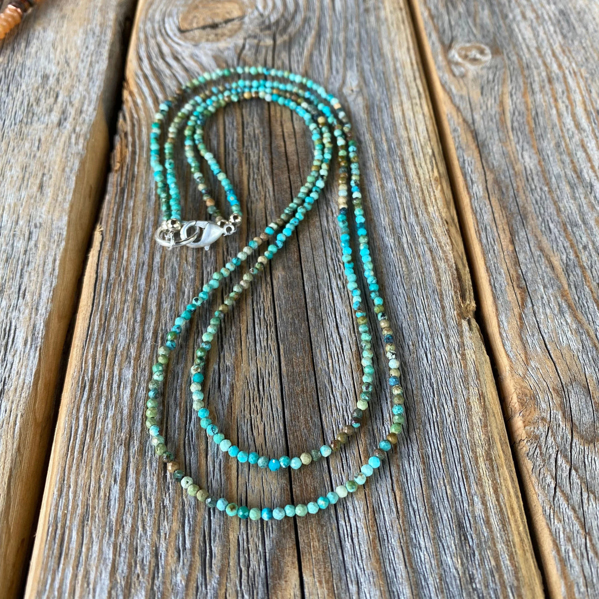 Dainty Genuine Turquoise Necklace – Layered Boho Beaded Jewelry