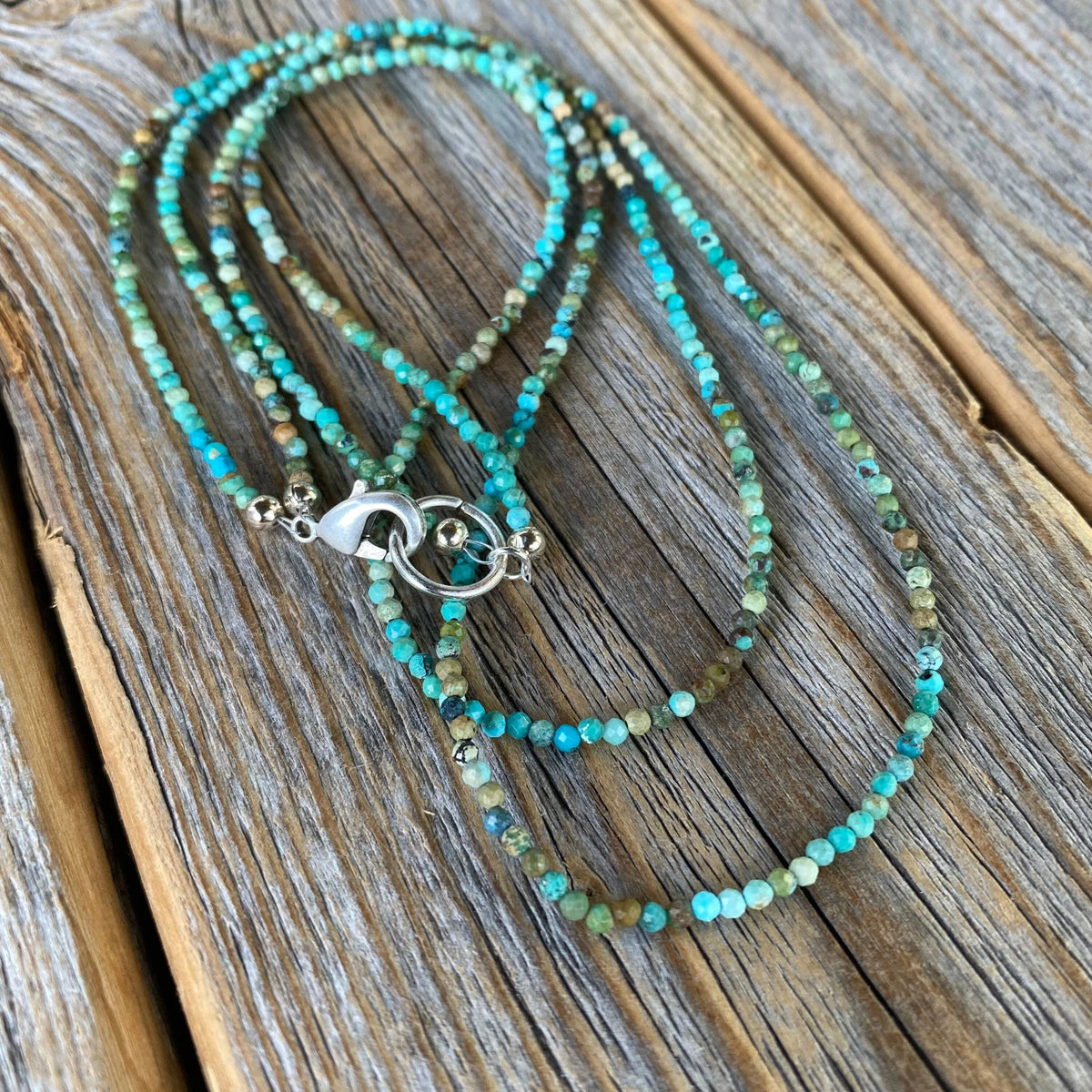 Dainty Genuine Turquoise Necklace – Layered Boho Beaded Jewelry
