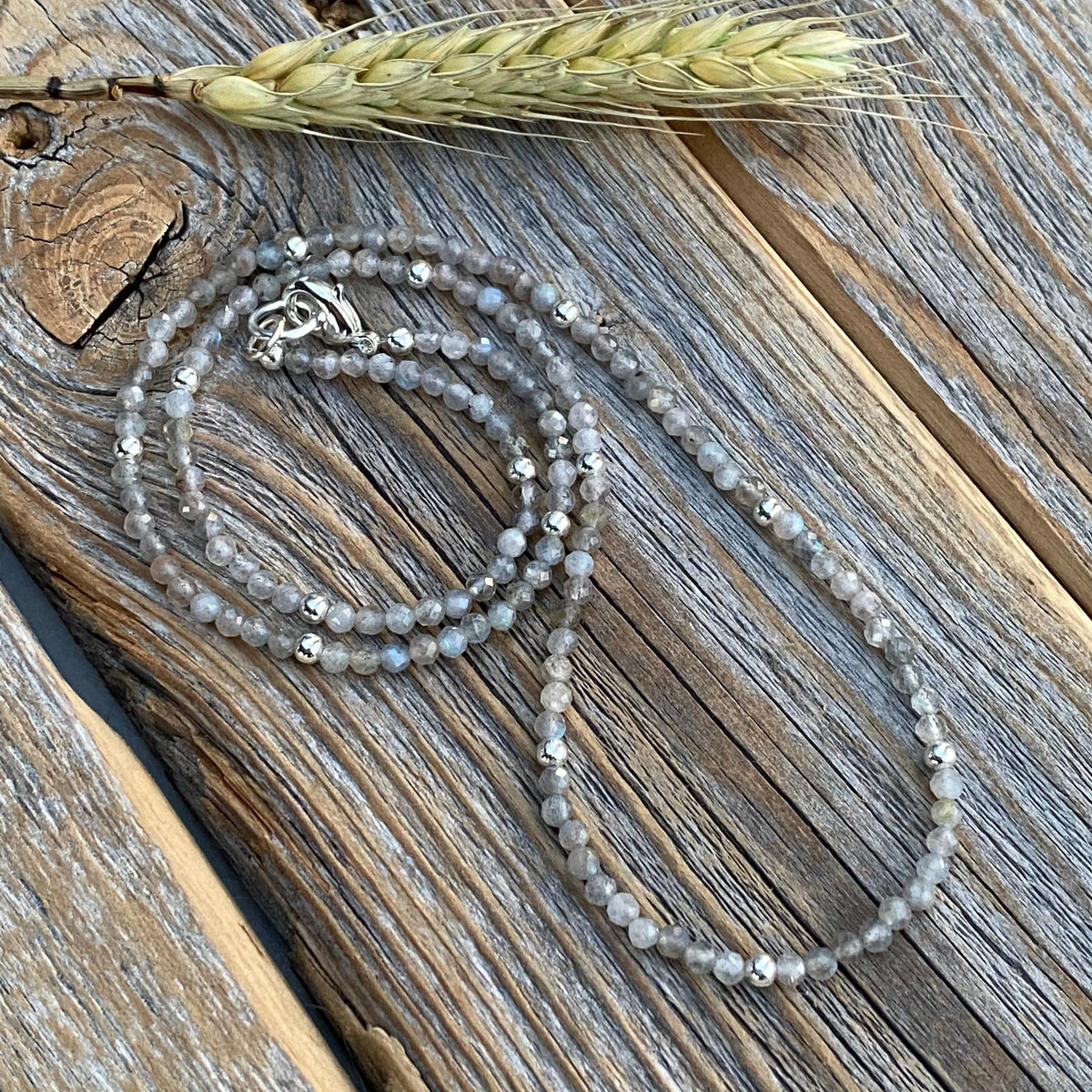 Dainty Labradorite Choker | Sterling Silver Accents, Custom Length