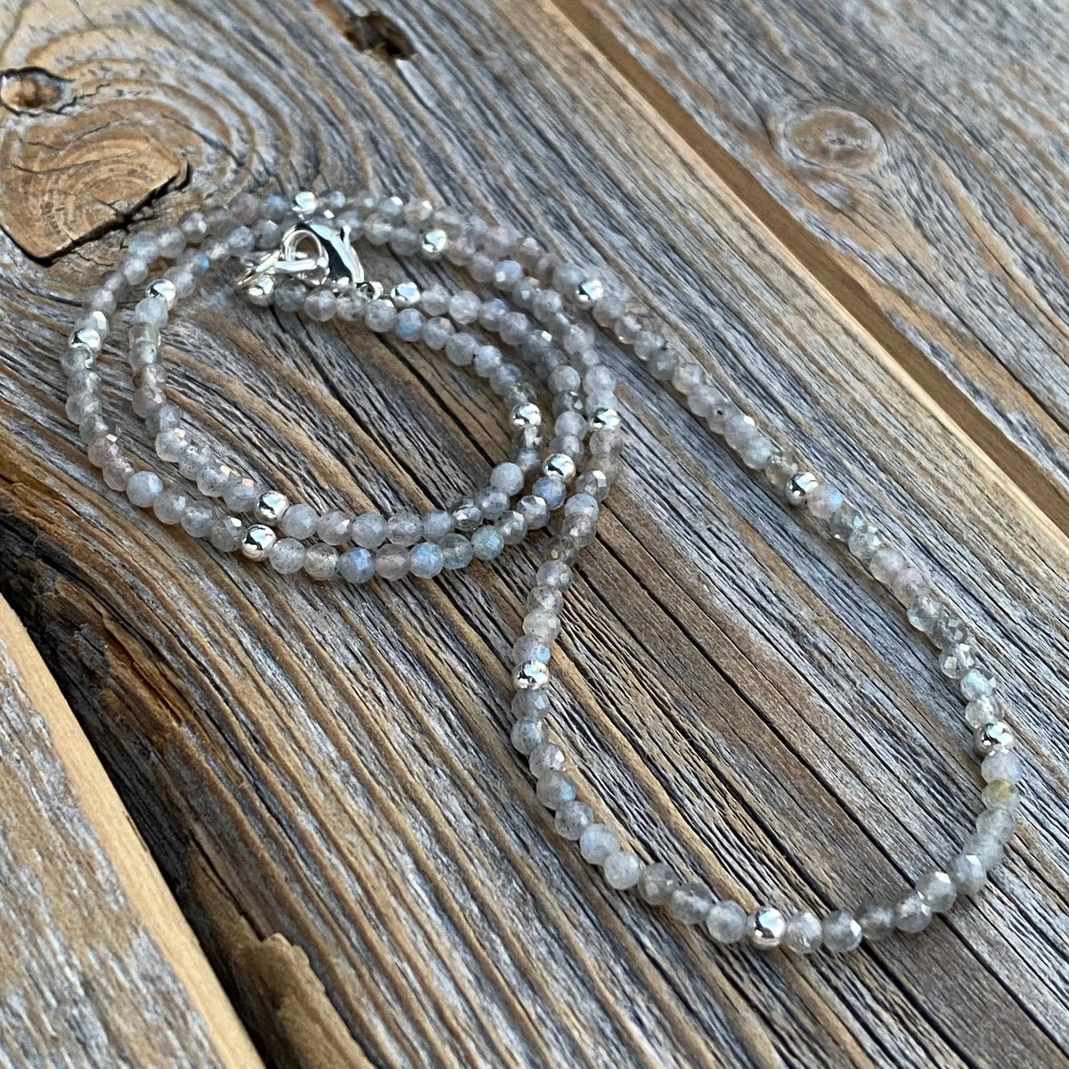 Dainty Labradorite Choker | Sterling Silver Accents, Custom Length