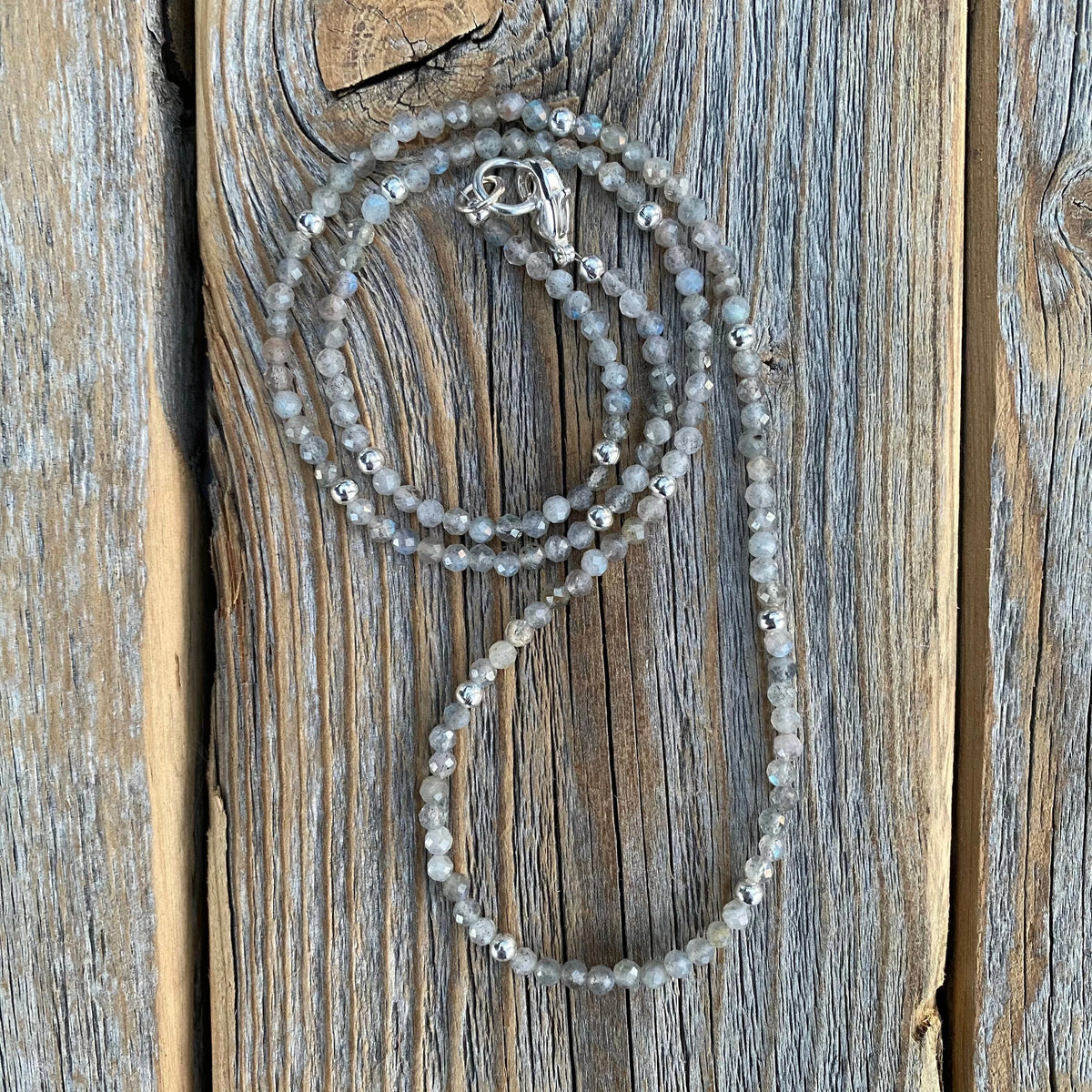 Dainty Labradorite Choker | Sterling Silver Accents, Custom Length