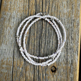 Dainty Pink Czech Glass Seed Bead Necklace, Hill Tribe Silver Accents, Minimalist Layering Jewelry