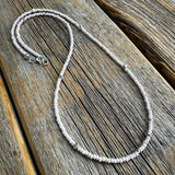 Dainty Pink Czech Glass Seed Bead Necklace, Hill Tribe Silver Accents, Minimalist Layering Jewelry
