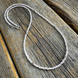 Dainty Pink Czech Glass Seed Bead Necklace, Hill Tribe Silver Accents, Minimalist Layering Jewelry
