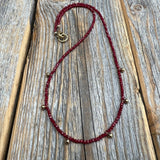 Dainty Ruby Necklace – 24K Gold Beaded Layering Necklace