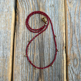 Dainty Ruby Necklace – 24K Gold Beaded Layering Necklace
