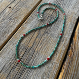 Dainty Turquoise and Coral Beaded Necklace, Layering Necklace, Minimalist Bead Necklace, Everyday Jewelry, Gift for Her