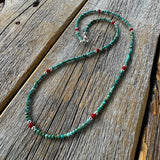 Dainty Turquoise and Coral Beaded Necklace, Layering Necklace, Minimalist Bead Necklace, Everyday Jewelry, Gift for Her
