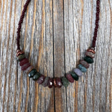 Earthy Jasper Beaded Necklace with Copper Clasp