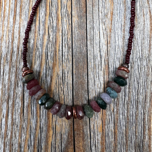 Earthy Jasper Beaded Necklace with Copper Clasp