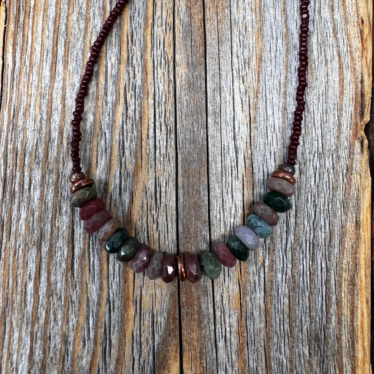 Earthy Jasper Beaded Necklace with Copper Clasp