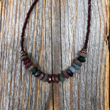 Earthy Jasper Beaded Necklace with Copper Clasp