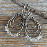 Faceted Moonstone Teardrop Earrings, Sterling Silver, Handmade