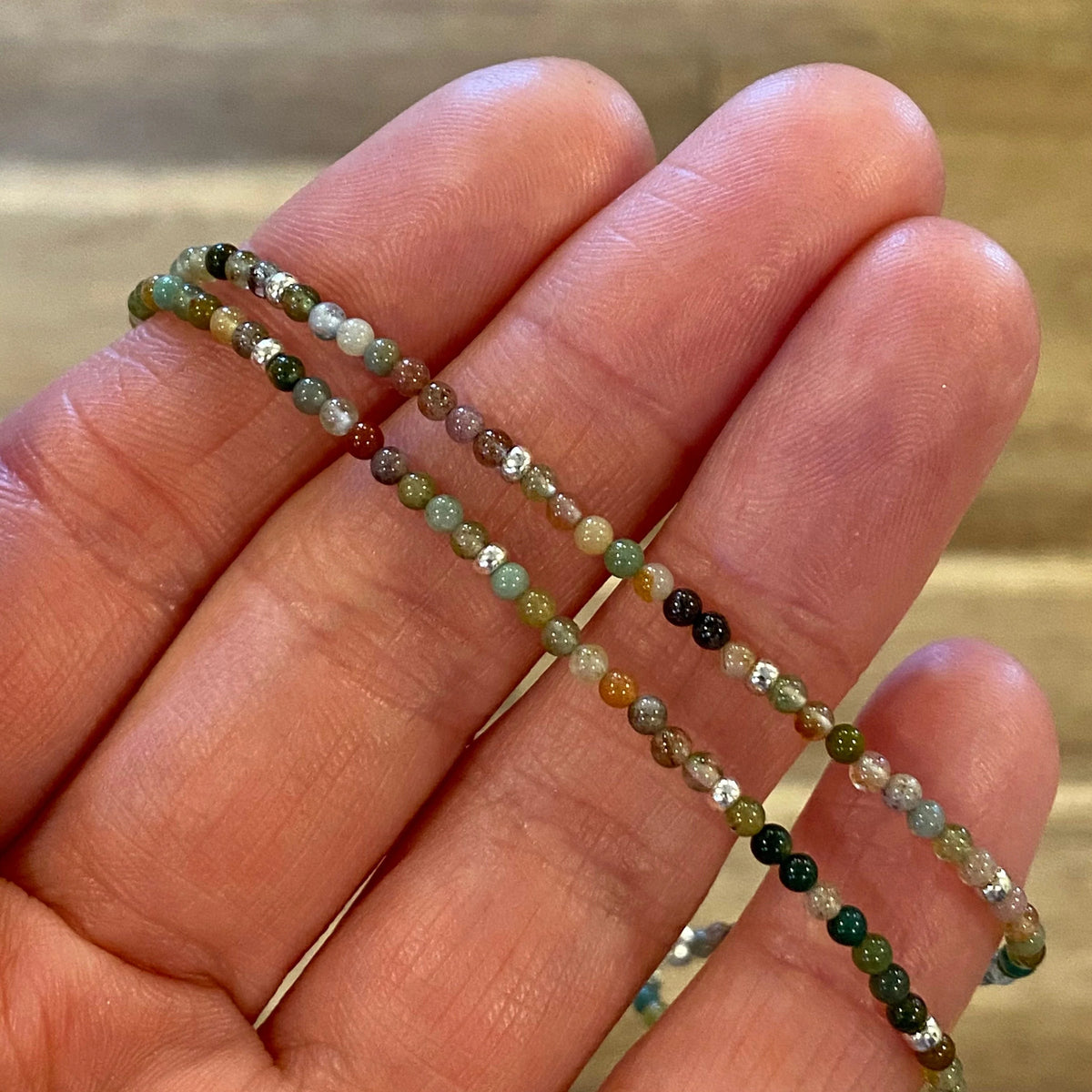 Fancy Jasper Beaded Anklet Bracelet, Bohemian Double Strand Jewelry