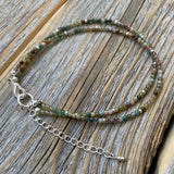 Fancy Jasper Beaded Anklet Bracelet, Bohemian Double Strand Jewelry
