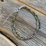 Fancy Jasper Beaded Anklet Bracelet, Bohemian Double Strand Jewelry