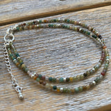 Fancy Jasper Beaded Anklet Bracelet, Bohemian Double Strand Jewelry