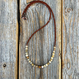 Fossil Coral Gemstone Necklace, Earthy Brown Beaded Layering Jewelry