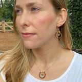 Garnet Green Aventurine Boho Jewelry Set, Burgundy Statement Necklace Earrings (January Birthstone)
