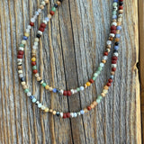 Gemstone Beaded Necklace: Sterling Silver-Plated, Layered Boho Style