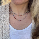 Gemstone Beaded Necklace: Sterling Silver-Plated, Layered Boho Style