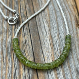 Genuine Peridot Beaded Necklace, Sterling Silver Clasp, August Birthstone