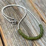 Genuine Peridot Beaded Necklace, Sterling Silver Clasp, August Birthstone