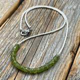 Genuine Peridot Beaded Necklace, Sterling Silver Clasp, August Birthstone
