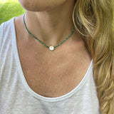 Genuine Turquoise Beaded Necklace – Sterling Silver Accent Bead