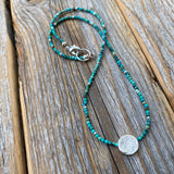 Genuine Turquoise Beaded Necklace – Sterling Silver Accent Bead