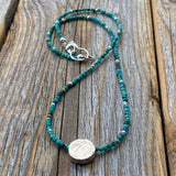 Genuine Turquoise Beaded Necklace – Sterling Silver Accent Bead