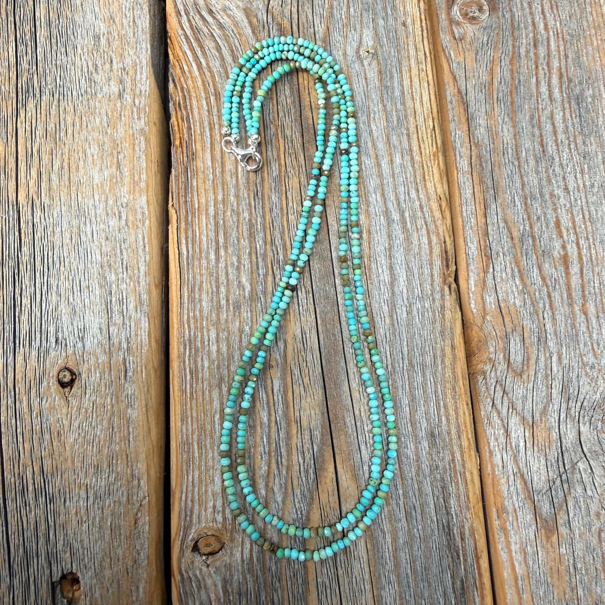 Genuine Turquoise Layered Necklace, Dainty Double Strand Boho Jewelry