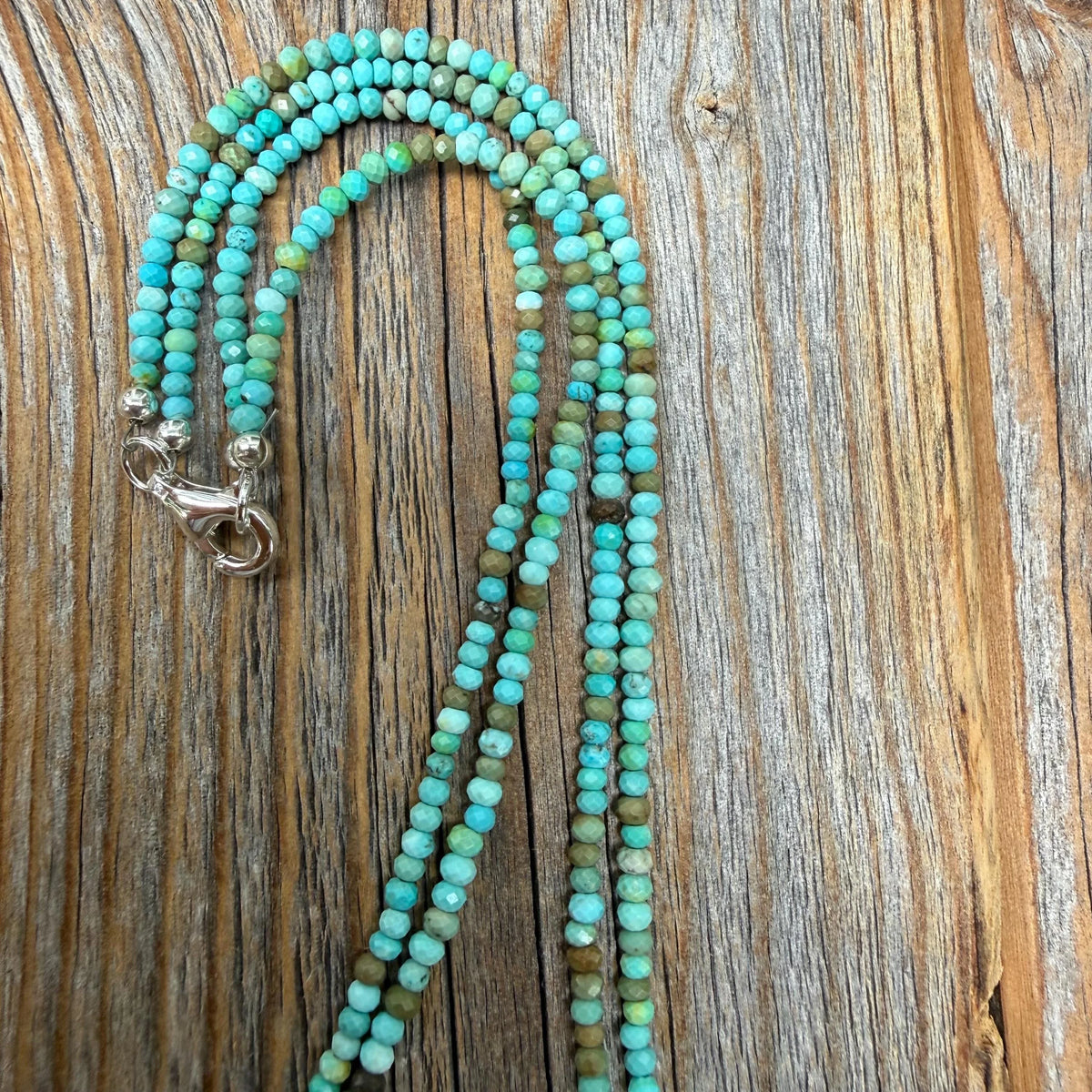 Genuine Turquoise Layered Necklace, Dainty Double Strand Boho Jewelry