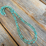 Genuine Turquoise Layered Necklace, Dainty Double Strand Boho Jewelry