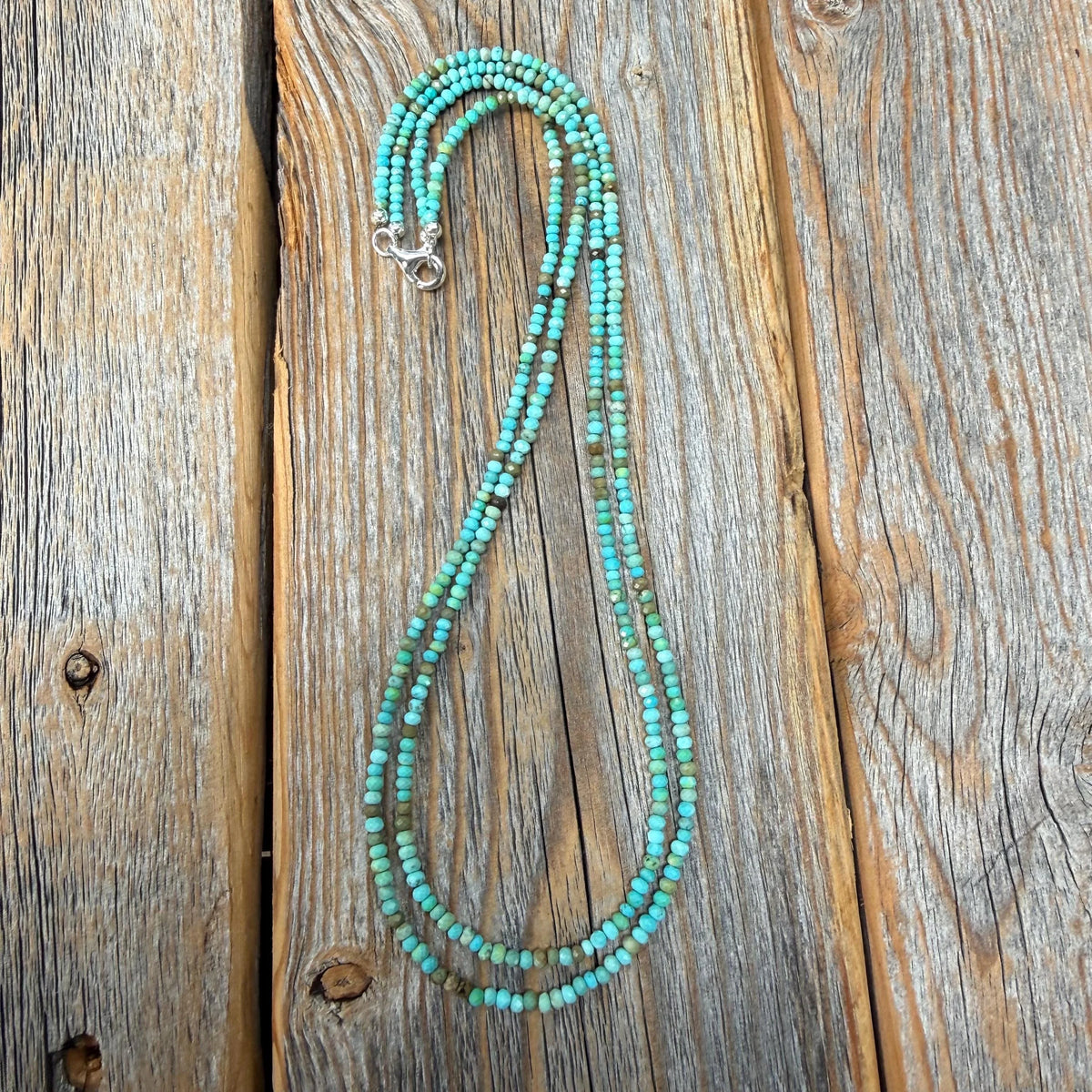 Genuine Turquoise Layered Necklace, Dainty Double Strand Boho Jewelry