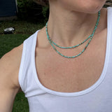Genuine Turquoise Layered Necklace, Dainty Double Strand Boho Jewelry