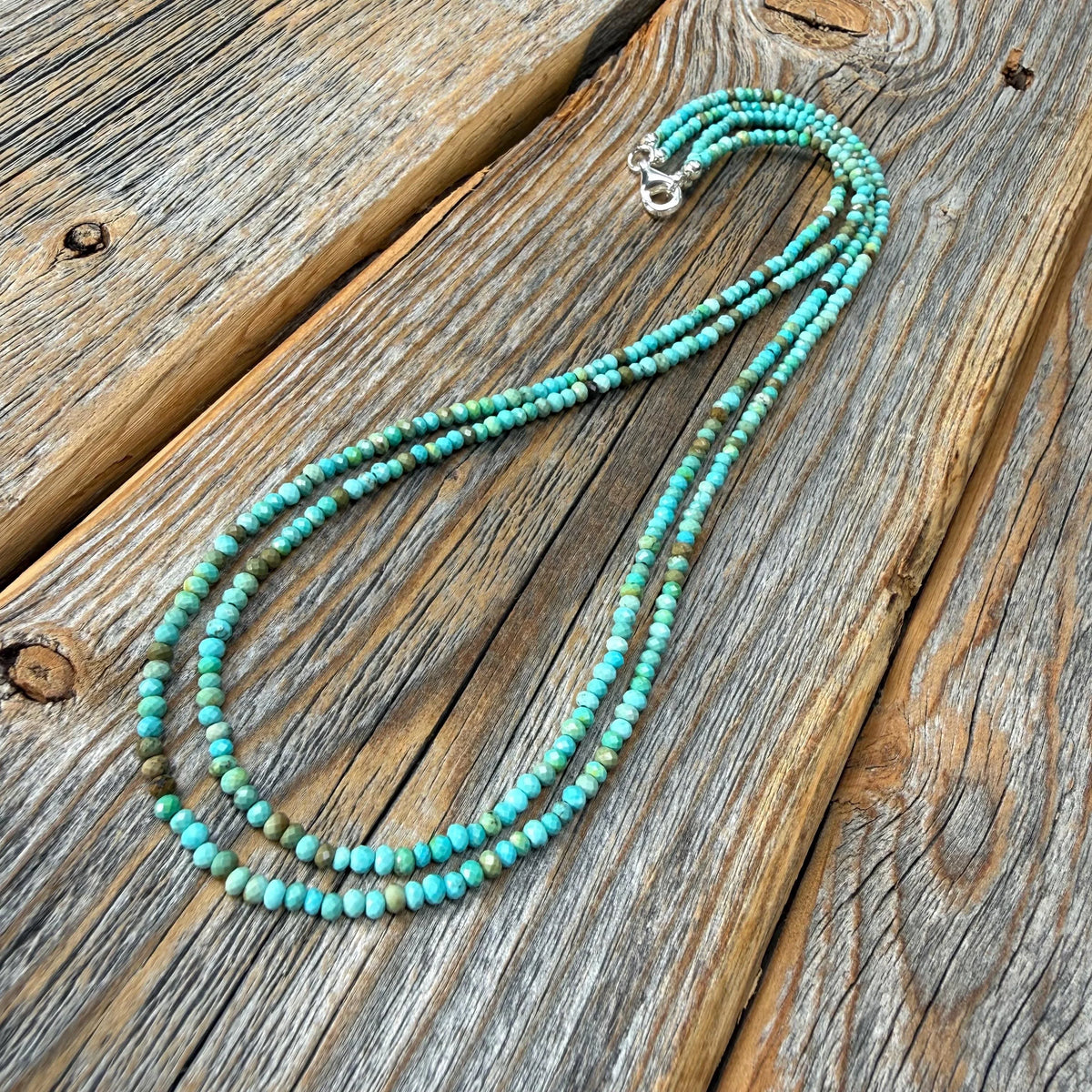 Genuine Turquoise Layered Necklace, Dainty Double Strand Boho Jewelry
