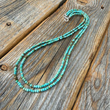 Genuine Turquoise Layered Necklace, Dainty Double Strand Boho Jewelry