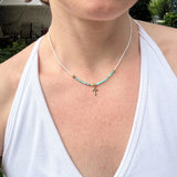 Gold Cross Necklace – Turquoise & Czech Glass Boho Faith Jewelry