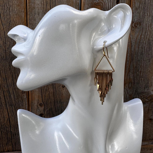 Gold Fringe Paddle Earrings – Geometric Boho Statement Jewelry