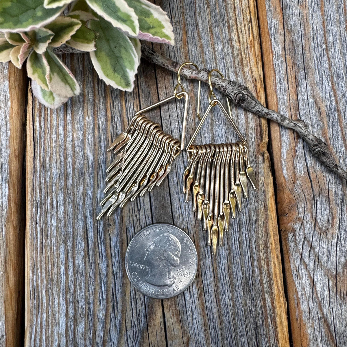 Gold Fringe Paddle Earrings – Geometric Boho Statement Jewelry