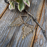 Gold Fringe Paddle Earrings – Geometric Boho Statement Jewelry
