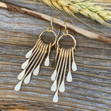 Gold Plated Fringe Earrings – Hammered Brass Boho Statement Jewelry