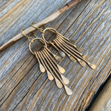 Gold Plated Fringe Earrings – Hammered Brass Boho Statement Jewelry